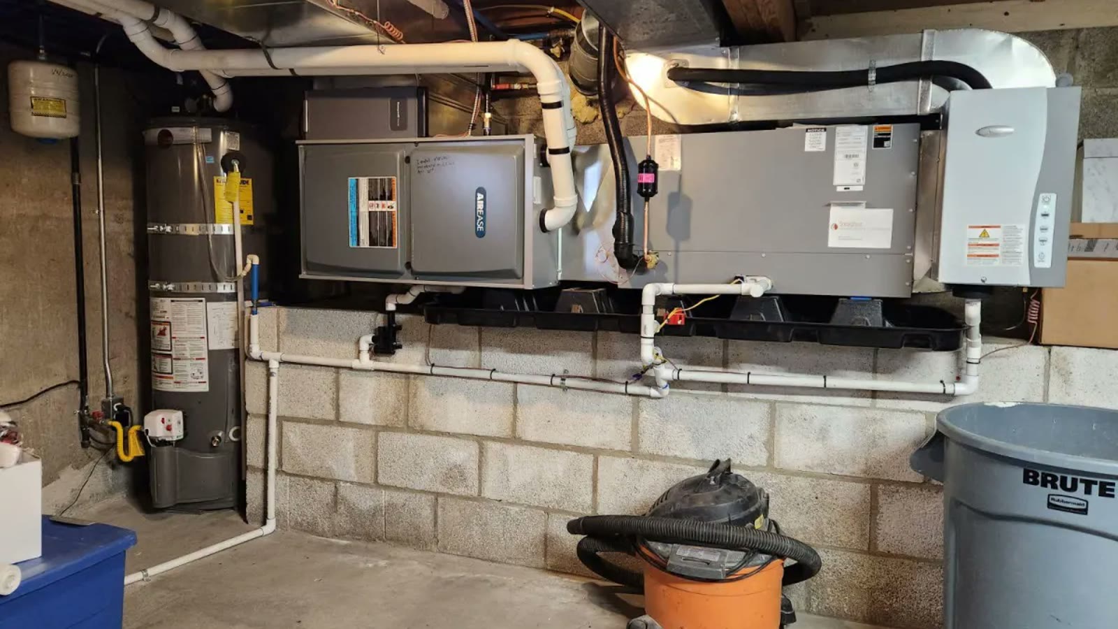 Residential air handler and connected ductwork